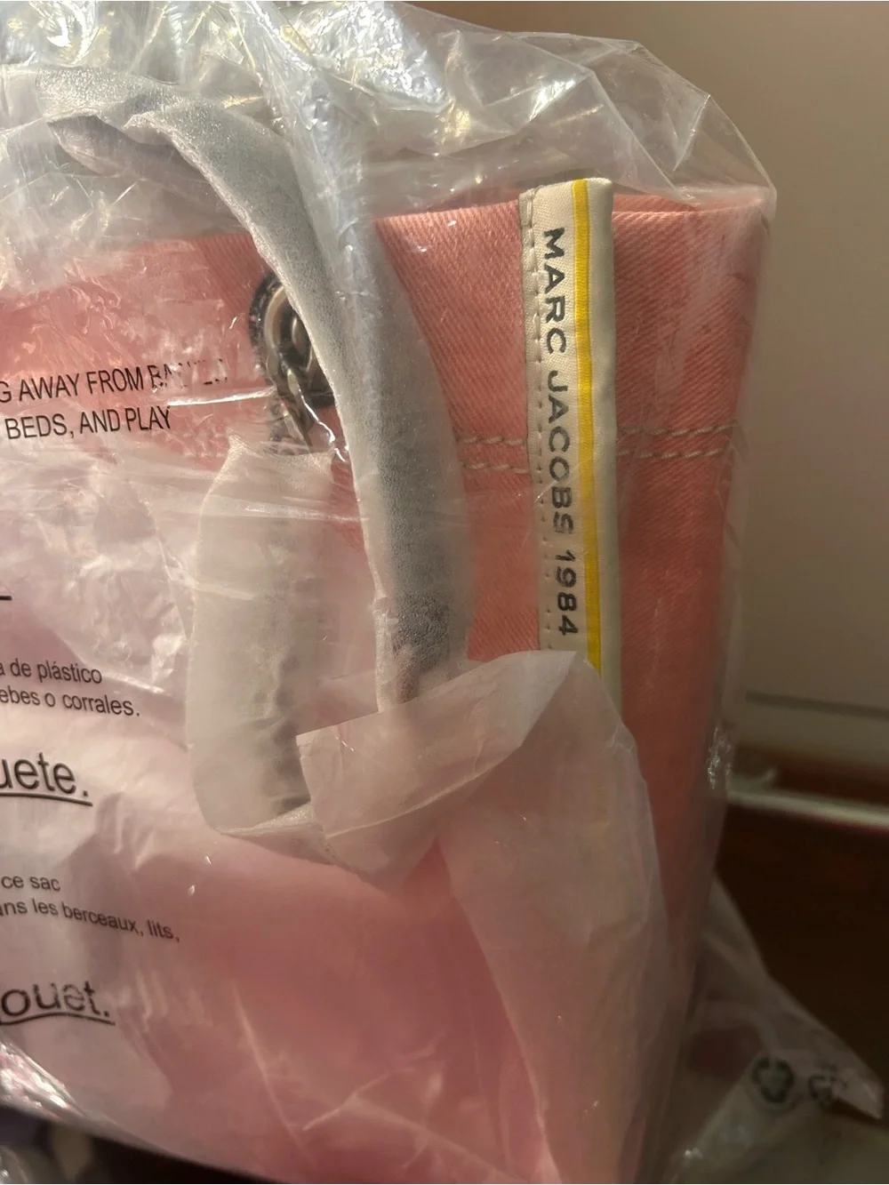Marc Jacobs Pink Denim Tote with White Handles